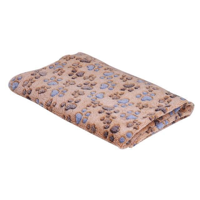 Soft Coral Fleece Blanket Dog Blanket Happy Paws Brown Small 