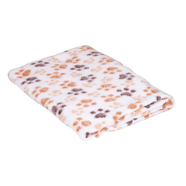 Soft Coral Fleece Blanket Dog Blanket Happy Paws Cream Small 