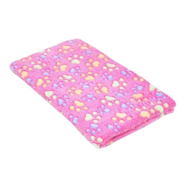 Soft Coral Fleece Blanket Dog Blanket Happy Paws Pink Small 