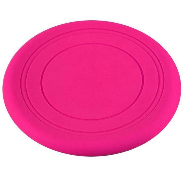 Soft Silicone Frisbee Dog Frisbee Happy Paws Hot Pink 