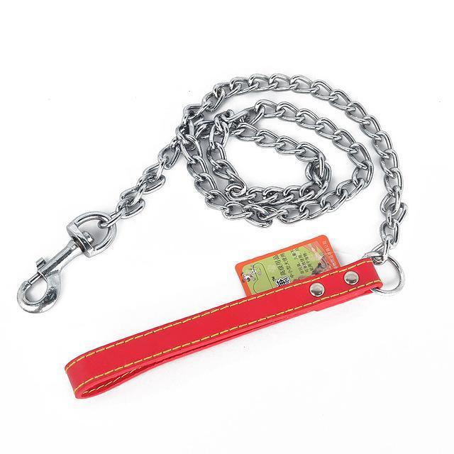 Solid Stainless Steel Leash dog leash Happy Paws Red Small 