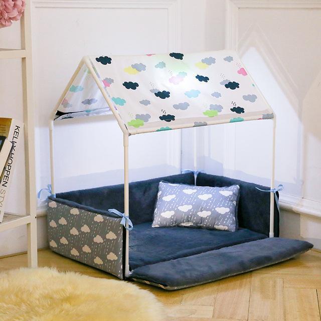 Tent House Bed Beds Happy Paws Dark Blue 