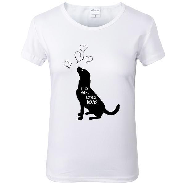 This Girl Loves Dogs Womens Dog T-shirt Happy Paws Small 