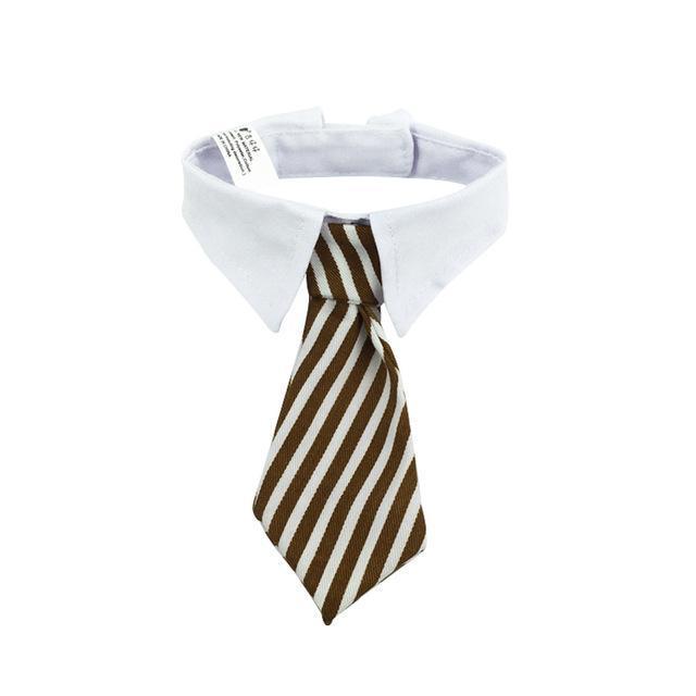 Tie & Collar Dog Tie Happy Paws Brown & White Striped Small 
