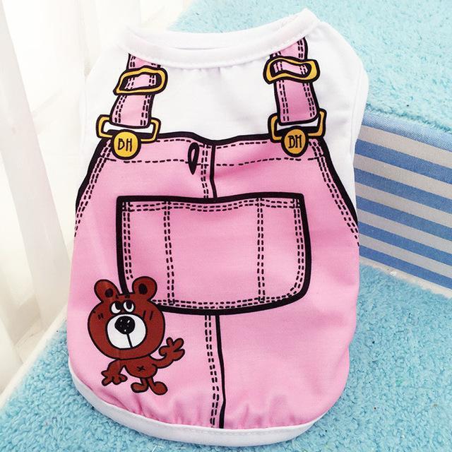 Tie & Shirt Dog Vest Dog Vest Happy Paws Pink Dungarees XSmall 