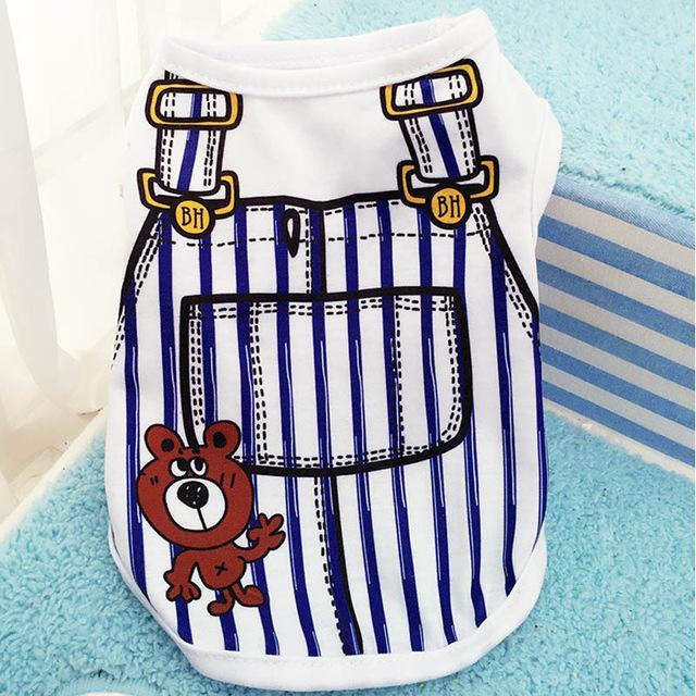 Tie & Shirt Dog Vest Dog Vest Happy Paws Striped Dungarees XSmall 
