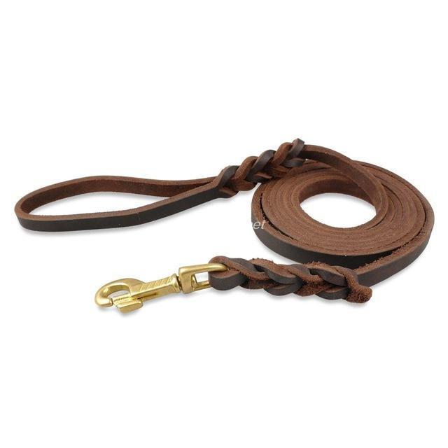 Tough Real Leather Leash dog leash Happy Paws Brown Leather 120 cm 