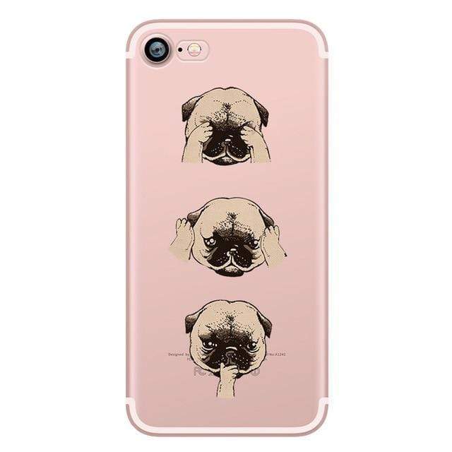 Transparent Silicone iPhone Cases iPhone Case Happy Paws Online Peekaboo Pug iPhone 5 & 5s 