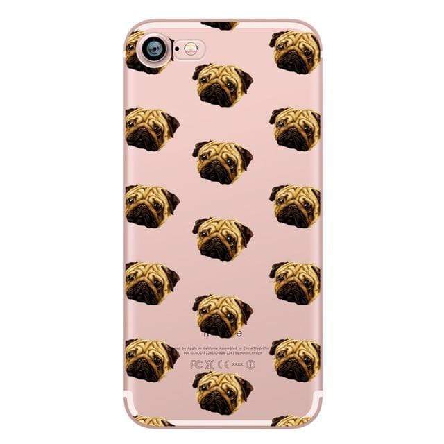 Transparent Silicone iPhone Cases iPhone Case Happy Paws Online Pug Pattern iPhone 5 & 5s 
