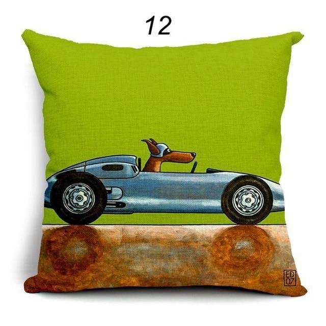 Vintage Cars & Dogs Cushion Covers Happy Paws 12 