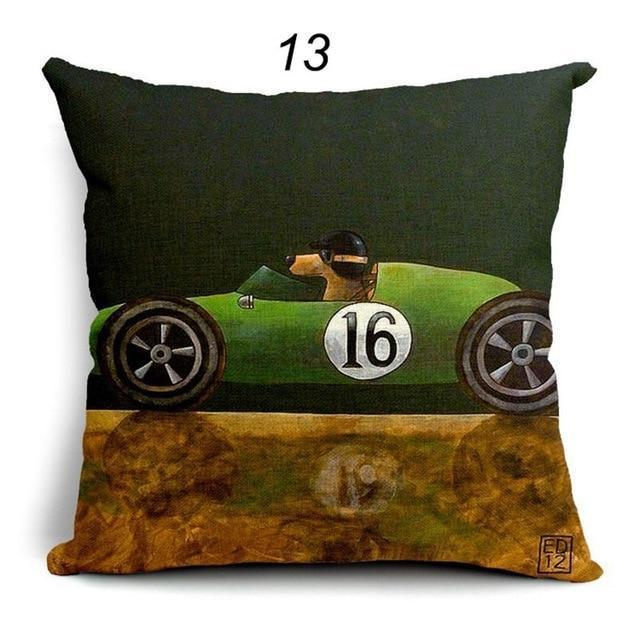 Vintage Cars & Dogs Cushion Covers Happy Paws 13 