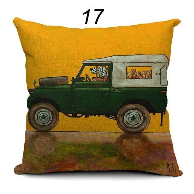 Vintage Cars & Dogs Cushion Covers Happy Paws 17 