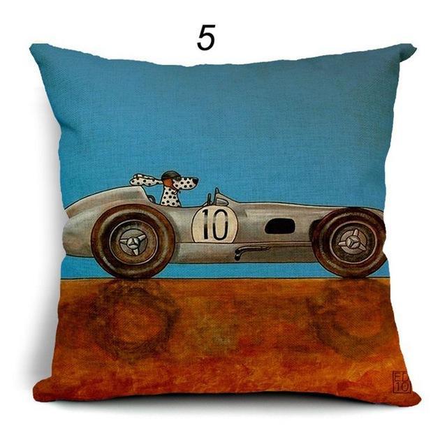 Vintage Cars & Dogs Cushion Covers Happy Paws 5 