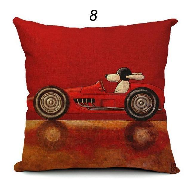 Vintage Cars & Dogs Cushion Covers Happy Paws 8 