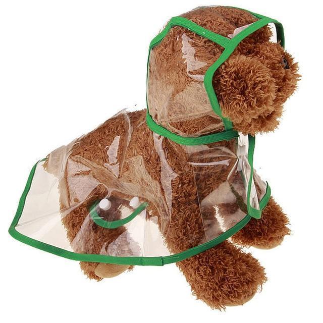 Waterproof Transparent Raincoat Dog Raincoat Happy Paws Green Medium 
