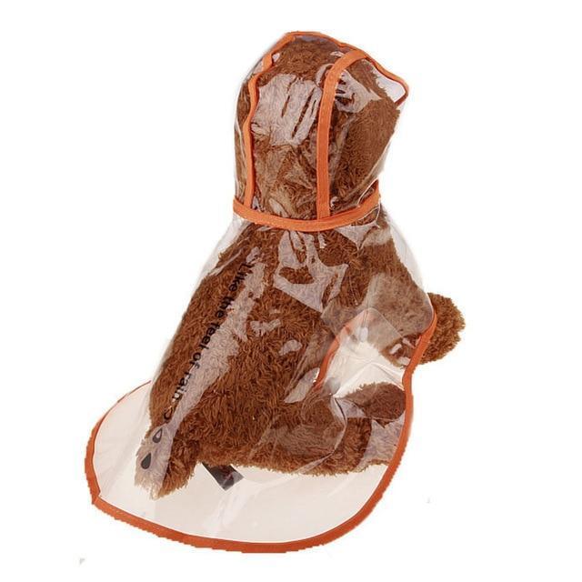 Waterproof Transparent Raincoat Dog Raincoat Happy Paws Orange Large 