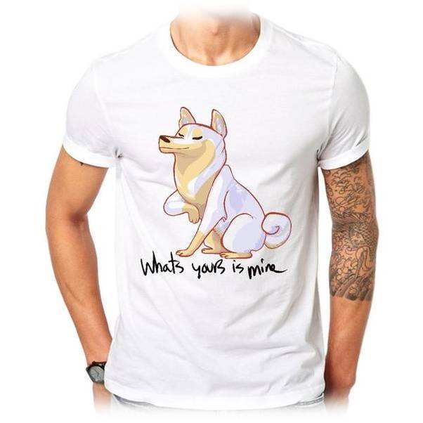 Whats Yours Is Mine Mens Dog T-shirt Happy Paws Small 