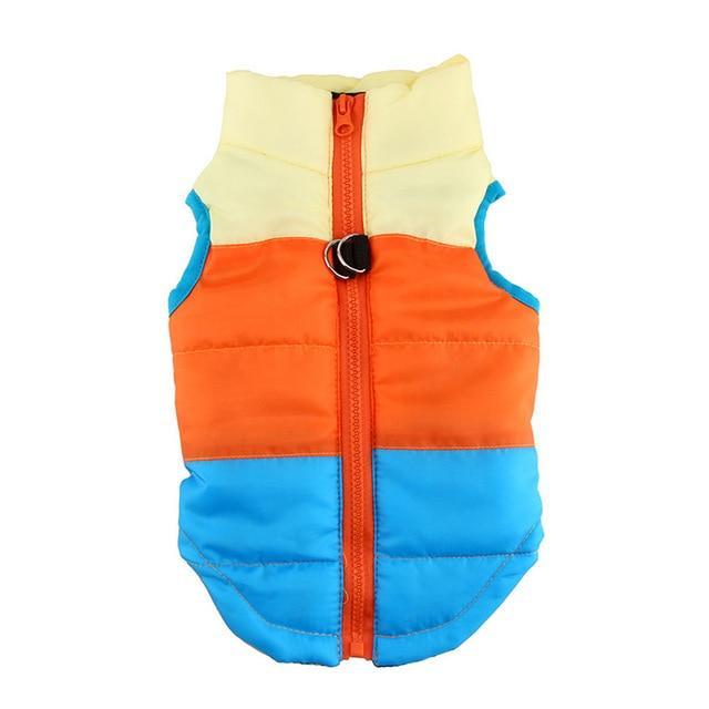Windproof Jacket Vest Dog Sleeveless Jacket Happy Paws Blue/Orange Large 
