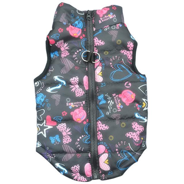Windproof Jacket Vest Dog Sleeveless Jacket Happy Paws Funky Love Small 