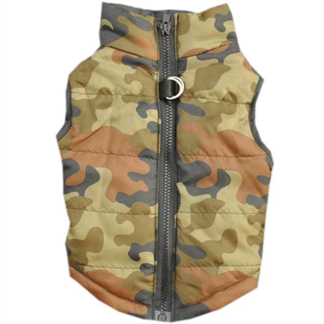 Windproof Jacket Vest Dog Sleeveless Jacket Happy Paws Green Camouflage Small 