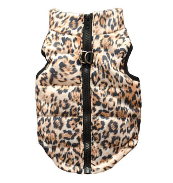 Windproof Jacket Vest Dog Sleeveless Jacket Happy Paws Leopard Small 