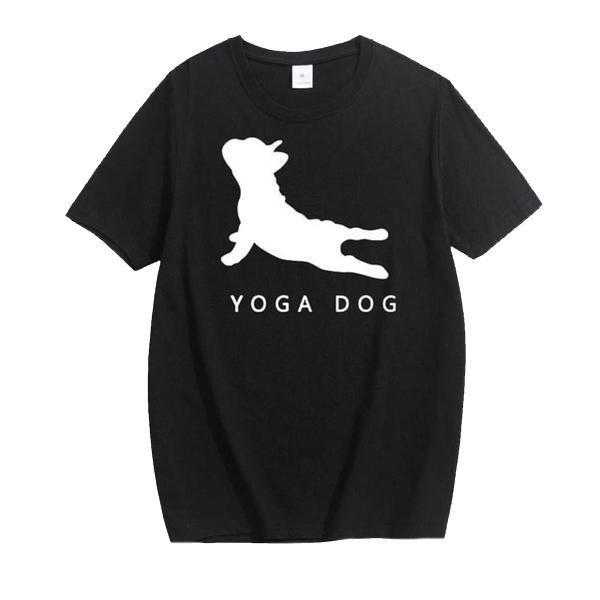 Yoga Dog Womens Dog T-shirt Happy Paws Black Large 